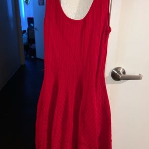 red skater dress